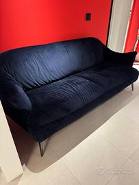 Divano Natuzzi Estasi 3 posti in velluto blu