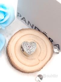 Charm originale pandora cuore in pavè argento 925 