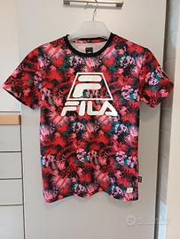Maglia sport Fila rossa a fiori. Tg.M -Unisex