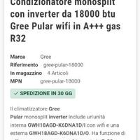 Climatizzatore inverter 18.000 btu Gree