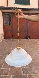 Lampada vintage a sospensione in vetro satinato