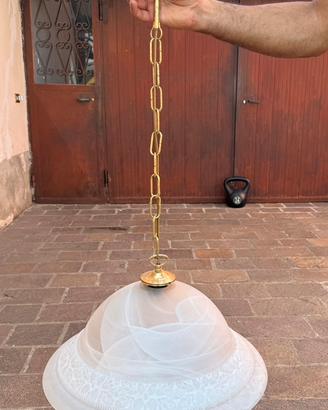 Lampada vintage a sospensione in vetro satinato