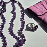 Parure Ametista e argento, collana e anello