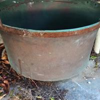 Antico Calderone in Rame Massiccio Ideale per Arre