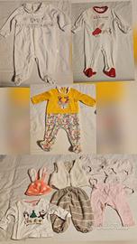 Set 3 mesi bimba: tutine, vestito, cappellino etc.