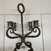 Candelabro da terra vintage in ferro battuto