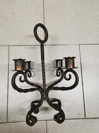 Candelabro da terra vintage in ferro battuto