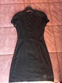 abito tubino nero in tulle ricamato 