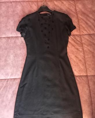 abito tubino nero in tulle ricamato 