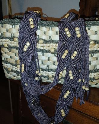 Borsa estiva donna in paglia color marrone e pagli