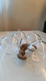 4 sfere in vetro trasparente da appendere