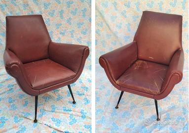 Coppia di poltrone vintage in skai primi anni 60