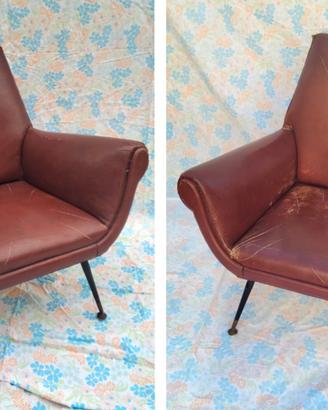 Coppia di poltrone vintage in skai primi anni 60