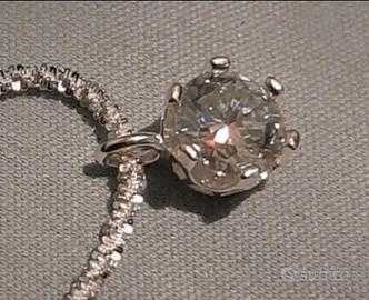 collana in argento e oro bianco con Moissanite da 