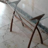 mobiletto porta tv in legno e vetro