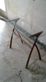 mobiletto porta tv in legno e vetro