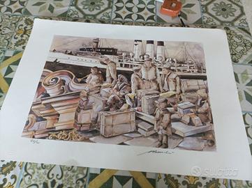 litografia  opera grafica Salvo Manuli numerata 