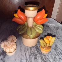 Fiori piccoli e fiore grande porta candela Thun