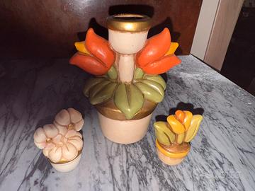 Fiori piccoli e fiore grande porta candela Thun