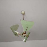 Lampada da soffitto anni ’50 verde 3 vetri satinat