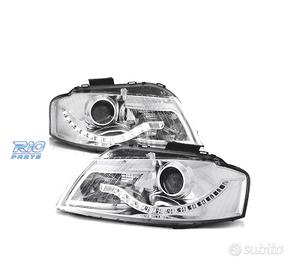 FARI AUDI A3 8P LUCE LED DIURNA FONDO CROMATO