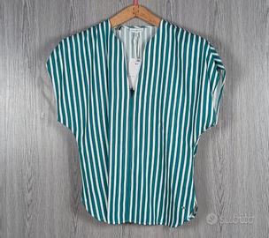 Tommy Hilfiger blusa donna verde/bianco 42 IT