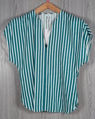 Tommy Hilfiger blusa donna verde/bianco 42 IT