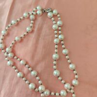  doppio filo di perle naturali  con susta in argen