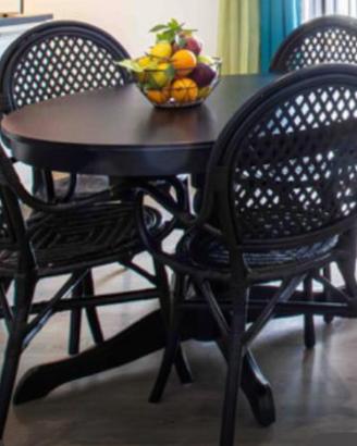 4 sedie midollino naturale nero x interno