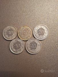 Monete Svizzere 20 centesimi