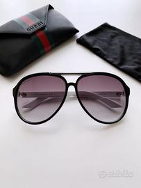 Occhiali da sole mascherina bianchi e neri GUCCI