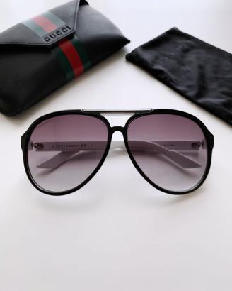 Occhiali da sole mascherina bianchi e neri GUCCI