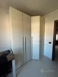 Armadio Angolare Moderno Bianco Lucido / Panna
