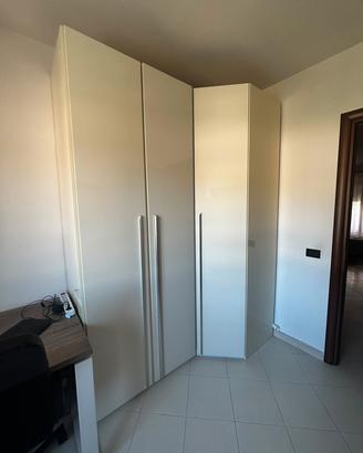 Armadio Angolare Moderno Bianco Lucido / Panna