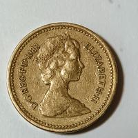 Moneta One Pound 1 Sterlina 1983 con errore conio