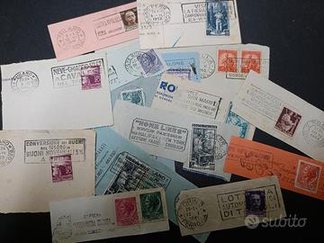 Francobolli Italia su frammento annullo pubblicita