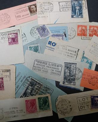 Francobolli Italia su frammento annullo pubblicita