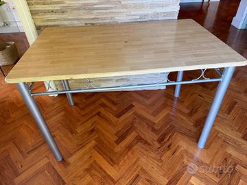 SET TAVOLO 4 SEDIE MDF E METALLO  COLOR FAGGIO