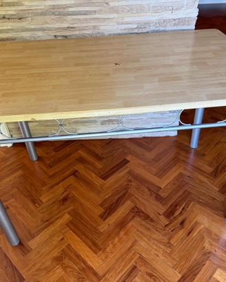 SET TAVOLO 4 SEDIE MDF E METALLO  COLOR FAGGIO