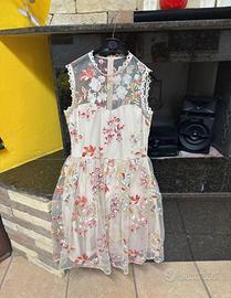 Vestito nude con fantasia floreale