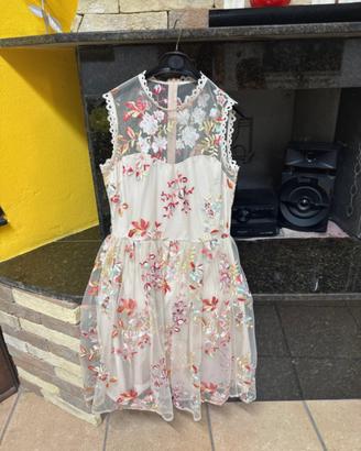 Vestito nude con fantasia floreale