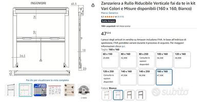 zanzariere riducibili 160x160 nuove