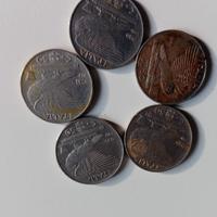 Monete da 50 centesimi 1940 e 1941 n. 5  monete
