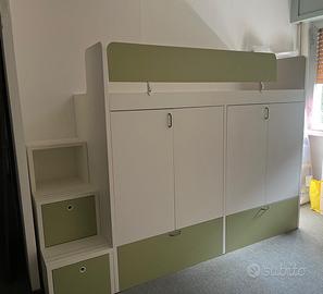 Letto singolo a castello con armadio