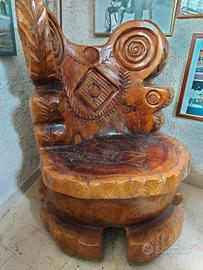 SET 3 SEDIE E TAVOLINO IN LEGNO D'ULIVO 