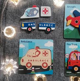 Puzzle Legno Nuovo Ambulanza Animali 