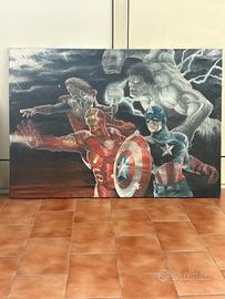 Quadro olio su tela marvel