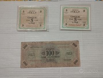 3 banconote occupazione americana