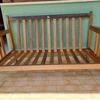 Divano per esterno in legno Iroko con 2 cuscini 