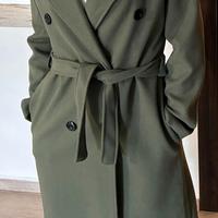 Cappotto lungo verde con cintura – stile elegant